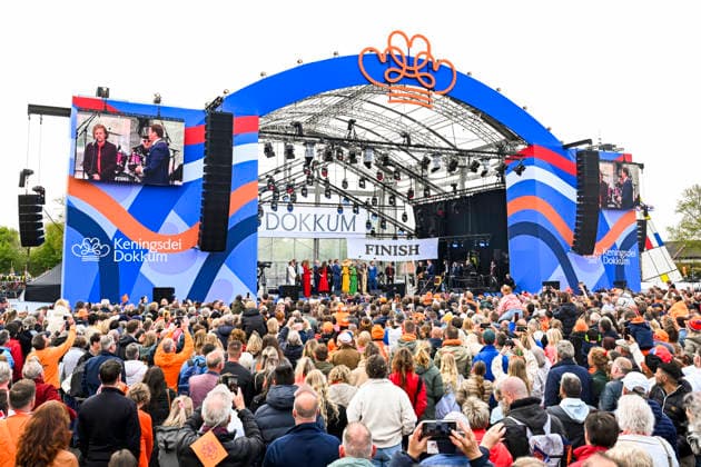27-04-2026 Koningsdag Dutch royal family during Kingsday in Dokkum, Friesland King Willem-Alexander and Queen Maxima and Princess Amalia and Princess Alexia and Princess Ariane Â  Copyright: xPPEx