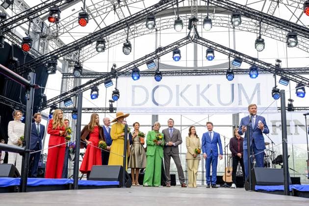 Dokkum, The Netherlands, 2026-04-27 13:18:28 DOKKUM, 27-04-2026 , Dokkum City Centre King Willem-Alexander, Queen Maxima with their daughters Princess Amalia, Princess Alexia and Princess Ariane during King s Day 2026 in Dokkum Photo: NLBeeld POOL Micha Schoemaker Credit: NL Beeld Patrick van Emst  Copyright: xx x