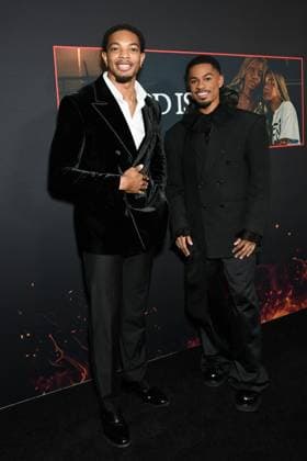Xavier Mills, Justen Ross at arrivals for IS GOD IS Premiere, Brooklyn Academy of Music (BAM) Rose Cinema, New York, NY, April 27, 2026. Photo By: Quoin Pics Everett Collection IS GOD IS Premiere PUBLICATIONXNOTxINxCANxCHNxFRAxITAxJPNxNORxPOLxRUSxESPxUKxUSA