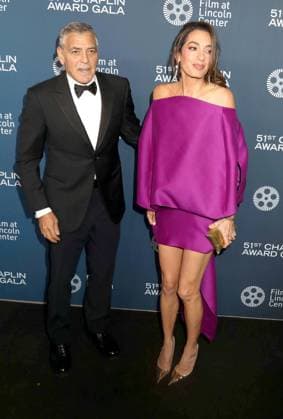 April 27, 2026, New York, New York, USA: Actor GEORGE CLOONEY and his wife Lebanese-British international human rights lawyer AMAL CLOONEY wearing a Balenciaga dress seen during the 51st Annual Chaplin Award Gala honoring George Clooney red carpet arrivals held at Alice Tully Hall at Lincoln Center. New York USA  - ZUMAk03_ 20260427_zaf_k03_070 Copyright: xNancyxKaszermanx