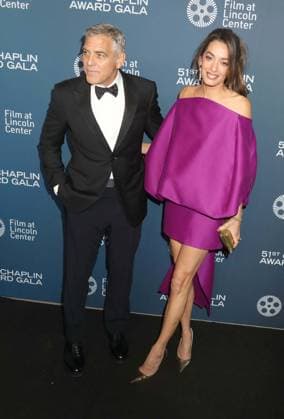 April 27, 2026, New York, New York, USA: Actor GEORGE CLOONEY and his wife Lebanese-British international human rights lawyer AMAL CLOONEY wearing a Balenciaga dress seen during the 51st Annual Chaplin Award Gala honoring George Clooney red carpet arrivals held at Alice Tully Hall at Lincoln Center. New York USA  - ZUMAk03_ 20260427_zaf_k03_075 Copyright: xNancyxKaszermanx