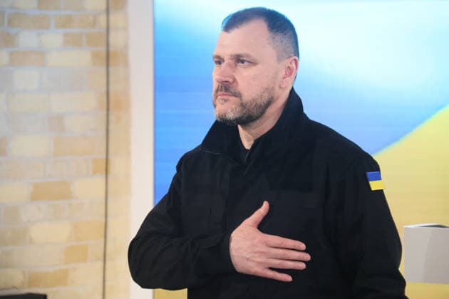Ukraine’s Minister of Internal Affairs Ihor Klymenko presses his hand to his chest during an anthem ceremony during the opening of the updated permanent exhibition Chernobyl: People and Meanings , dedicated to the 40th anniversary of the accident at the Chornobyl Nuclear Power Plant, at the Chornobyl National Museum in Kyiv, Ukraine, April 27, 2026. The exhibition reflects on the 1986 tragedy, which is considered the largest man-made disaster in history, while drawing parallels to the nuclear safety challenges Ukraine faces today. (Photo by Pavlo Bahmut Ukrinform) Updated exhibition at Chornobyl National Museum in Kyiv  Copyright: xPavloxBahmutx