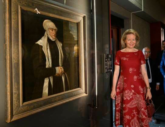 Queen Mathilde Visits Art and Power Exhibition MARIEMONT, BELGIUM - APRIL 28: Queen Mathilde of Belgium pictured visiting the exhibition Mary of Hungary: Art and Power in the Renaissance on April 28, 2026 in Mariemont, Belgium, 28 04 2026 Mariemont Belgium  Copyright: xPhilipxReynaersx