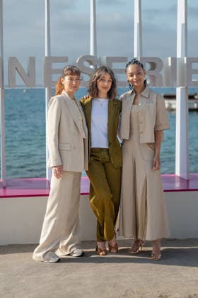 Erika Sainte, Zoi Severin and Philypa Phoenix attend the Zodiaque photocall in Hotel Majestic Beach during 9th CanneSeries festival in Cannes, France on April 28, 2026 Photo by Loran Mafar Starface 455461 2026 04 28 Cannes France  Copyright: xLoranxMafarx xStarfacex STAR_455461_080