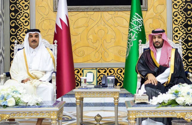 Saudi Crown Prince Mohammed bin Salman received the Emir of Qatar, Sheikh Tamim bin Hamad Al Thani, in Jeddah, Saudi Arabia, Saudi Crown Prince Mohammed bin Salman received the Emir of Qatar, Sheikh Tamim bin Hamad Al Thani, in Jeddah, Saudi Arabia, on April 28, 2026, during an official visit to participate in the Gulf Cooperation Council (GCC) Consultative Summit. Photo by Saudi Press Agency apaimages Saudi Arabia 280426_Saudi_SPO_01(2) Copyright: xapaimagesxSaudixPressxAgencyx xapaimagesx