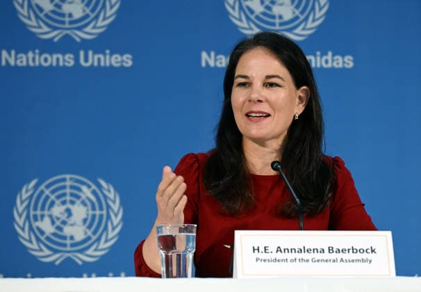 RECORD DATE NOT STATED UNGA President Annalena Baerbock addresses a press conference at the UN House New Delhi, Apr 28 (ANI): United Nations General Assembly (UNGA) President Annalena Baerbock addresses a press conference at the UN House, in New Delhi on Tuesday. NEW DELHI Delhi India Copyright: xANIx ANI_20260428247
