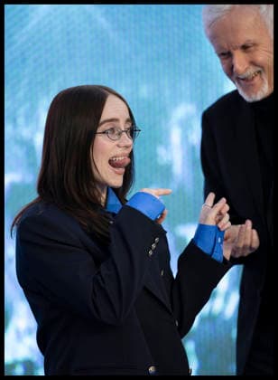 . 28 04 2026. London, United Kingdom. Billie Eilish and Director James Cameron at the Billie Eilish Hit Me Hard and Soft: The Tour Live in 3D premiere in London.  xStephenxLockx xi-Imagesx IIM-26739-0028