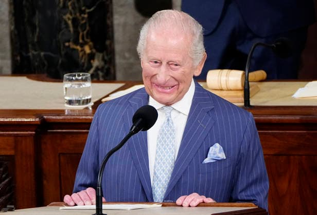 Britain s King Charles III delivers an address to a joint meeting of Congress at the U.S. Capitol in Washington DC on Tuesday, April 28, 2026. The king and Queen Camilla are on a four-day state visit to the U.S. with stops in Washington and New York.  WAP20260428969 BONNIExCASH