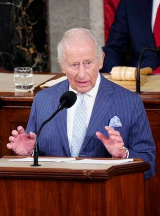 Britain s King Charles III delivers an address to a joint meeting of Congress at the U.S. Capitol in Washington DC on Tuesday, April 28, 2026. The king and Queen Camilla are on a four-day state visit to the U.S. with stops in Washington and New York.  WAP20260428970 BONNIExCASH