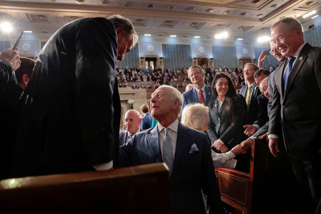 Britain s King Charles III departs after his address to a joint meeting of Congress in the House Chamber of the U.S. Capitol in WashingtonDC on Tuesday, April 28, 2026. Pool photo by Kylie Cooper  WAX20260428787 KyliexCooper