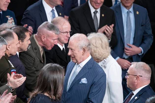 King Charles III of the United Kingdom of Great Britain and Northern Ireland departs after addressing a joint session of the United States Congress in the US House of Representatives Chamber in the United States Capitol in Washington, DC, USA, on Tuesday, April 28, 2026. Copyright: xAndrewxThomasx xCNPx MediaPunchx