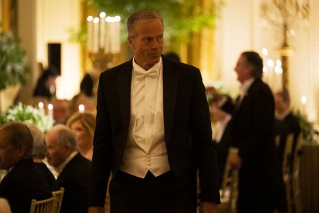 Guests, including Senate Majority Leader John Thune (R-SD) are seen as President Donald Trump hosts a state dinner with Great Britain s King Charles and Queen Camilla at the White House on Tuesday, April 28, 2026 in Washington, D.C. Charles spoke to a joint session of Congress earlier in the day, and attended several events with U.S. President Donald Trump.  WAX20260428233 CraigxHudson