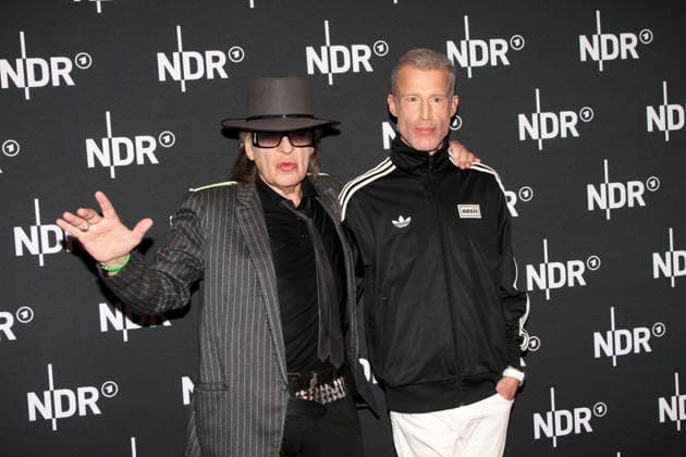 ABB LINDENBERG Udo Lindenberg, Benjamin von Stuckrad Barre on the red carpet at the Kino Welt Premiere of ARD Dekou UDO Rebell Rockstar Icon at Astor Filmlounge in Hafencity on April 28, 2026 in Hamburg Hamburg Germany
