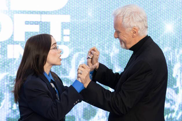 Billie Eilish Hit Me Hard and Soft - The Tour Live in 3D film premiere, London, UK, on 28th April 2026 James Cameron and Billie Eilish at Billie Eilish Hit Me Hard and Soft - The Tour Live in 3D film premiere, London, UK, on 28th April 2026, Credit:James Shaw Avalon UNITED KINGDOM, LONDON, London  Copyright: xJamesxShawx xAvalonx 1095080146
