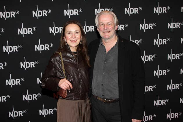 ABB LINDENBERG Aida Sikira Herbrechter, Max Herbrechter, on the red carpet at the Kino Welt Premiere of ARD Dekou UDO Rebell Rockstar Icon at Astor Filmlounge in Hafencity on April 28, 2026 in Hamburg Hamburg Germany