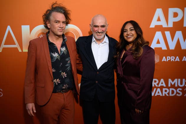 APRA MUSIC AWARDS 2026, Dan Kelly, Paul Kelly and Jessica Mauboy attend the 2026 APRA Music Awards at Hordern Pavilion, in Sydney, Wednesday, April 29, 2026. ( NO ARCHIVING SYDNEY NEW SOUTH WALES AUSTRALIA  Copyright: xDANxHIMBRECHTSx 20260429156062488769