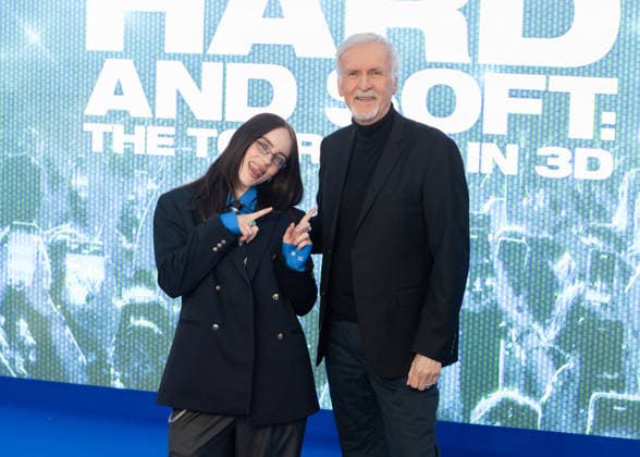 Billie Eilish Hit Me Hard and Soft UK Premiere - London Billie Eilish and James Cameron attends the UK Premiere of Billie Eilish - Hit Me Hard and Soft: The Tour Live In 3D at Odeon Luxe Leicester Square in London, England. UK. Tuesday 28th April 2026. Photo by James Warren Famous ABACAPRESS.COM London United Kingdom  Copyright: xFamous ABACAx