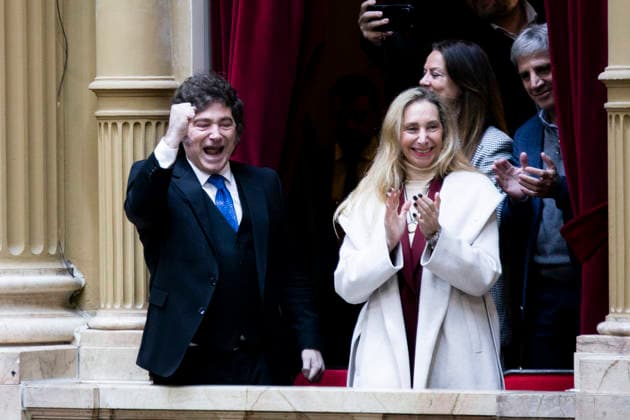 April 29, 2026, Buenos Aires, Buenos Aires, Argentina: The President of Argentina, JAVIER MILEI(bottom left), alongside Secretary of the Presidency KARINA MILEI,(bottom right), Minister of Human Capital SANDRA PETOVELLO (top left), and Minister of Economy LUIS CAPUTO (top right), during the Chief of CabinetÃ¢â‚¬â ¢s management report session in Congress. Buenos Aires Argentina  - ZUMAs358 20260429_znp_s358_002 Copyright: xSilvanaxSafenreiterx