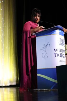 BEVERLY HILLS, CALIFORNIA - APRIL 29: Uzo Aduba speaks at the Public Counsel Awards Dinner on April 29, 2026 in Beverly Hills, California. Copyright: xAdMediax MediaPunchx