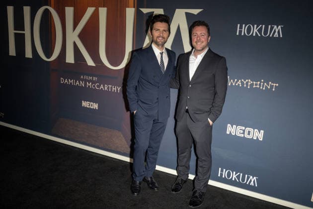 April 29, 2026, New York, United States: (L-R) Adam Scott and Damian McCarthy attend Neon s Hokum New York premiere at Regal Union Square on April 29, 2026 in New York City. New York United States  - ZUMAs197 20260429_aaa_s197_247 Copyright: xRonxAdarx