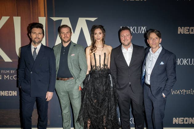 April 29, 2026, New York, United States: (L-R) Adam Scott, Peter Coonan, Florence Ordesh, Damian McCarthy, and Will O Connell attend Neon s Hokum New York premiere at Regal Union Square on April 29, 2026 in New York City. New York United States  - ZUMAs197 20260429_aaa_s197_245 Copyright: xRonxAdarx