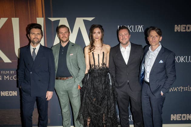 April 29, 2026, New York, United States: (L-R) Adam Scott, Peter Coonan, Florence Ordesh, Damian McCarthy, and Will O Connell attend Neon s Hokum New York premiere at Regal Union Square on April 29, 2026 in New York City. New York United States  - ZUMAs197 20260429_aaa_s197_234 Copyright: xRonxAdarx