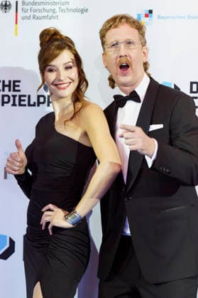 Katrin Bauerfeind and Uke Bosse at the presentation of the German Computer Game Award 2026 in the Herkulessaal of the Munich Residence, 29 04 2026 Foto:xN.xKolinzx xFuturexImagex computerspielpreis_6419