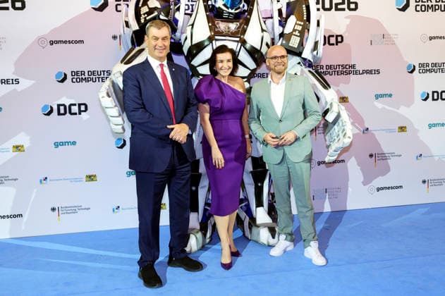 Markus Söder, Dorothee Bär and Fabian Mehring at the presentation of the German Computer Game Award 2026 in the Herkulessaal of the Munich Residence, 29 04 2026 Foto:xN.xKolinzx xFuturexImagex computerspielpreis_6506