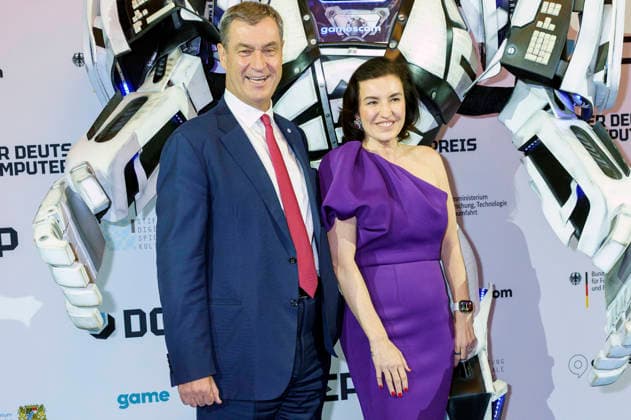 Markus Söder and Dorothee Bär at the presentation of the German Computer Game Award 2026 in the Herkulessaal of the Munich Residence, 29 04 2026 Foto:xN.xKolinzx xFuturexImagex computerspielpreis_6514