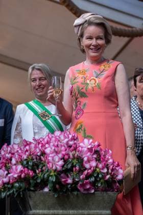 Queen Mathilde of Belgium is pictured during the blessing of the flower named after her during a royal visit to the Floralien flower festival in Gent, Thursday 30 April 2026. The King & Queen are invited for a preview to the event, which is open to the public from 1 to 10 May.  JONASxROOSENS 172447301