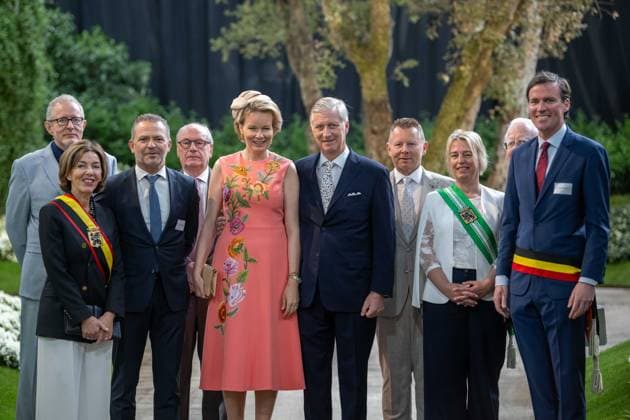 King Philippe - Filip of Belgium and Queen Mathilde of Belgium pose for a family photo at a royal visit to the Floralien flower festival in Gent, Thursday 30 April 2026. The King & Queen are invited for a preview to the event, which is open to the public from 1 to 10 May.  JONASxROOSENS 172447355