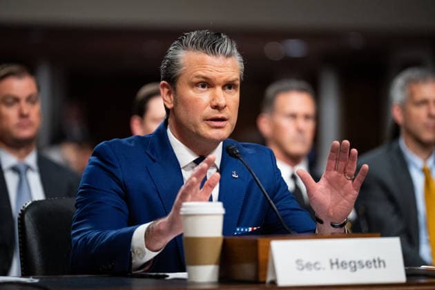 Secretary of Defense Pete Hegseth UNITED STATES - APRIL 30: Secretary of Defense Pete Hegseth testifies during the Senate Armed Services Committee hearing on the Defense Department™s budget request on Thursday, April 30, 2026. (Bill Clark CQ Roll Call) Washington DC United States EDITORIAL USE ONLY Copyright: x 2026xCQxRollxCallx BillxClarkx rollcallpix170691