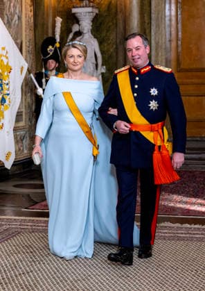 30-04-2026 Gala Grand Duke Guillaume and Grand Duchess Stephanie of Luxembourg arriving for the galadinner at the Royal palace to mark the celebrations of King Carl Gustafs 80th birthday in Stockholm, Sweden. Â  Copyright: xPPEx