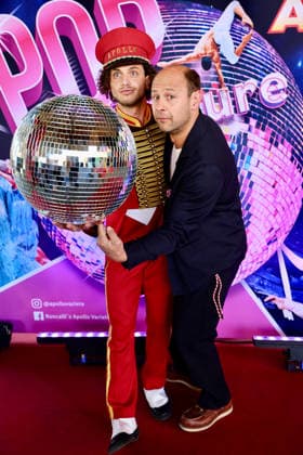 Premiere Roncalli s Apollo Variete POP Culture Home game for the Düsseldorf actor Moritz Führmann who had his fun at the disco ball on the Red Carpet Düsseldorf Apollo Thearter NRW Germany