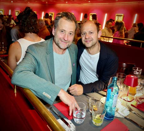 Premiere Roncalli s Apollo Variete POP Culture the two wonderful actors Christian Erdmann and Moritz Führmann in the Apollo Saal at the Dinner Düsseldorf Apollo Theater NRW Germany