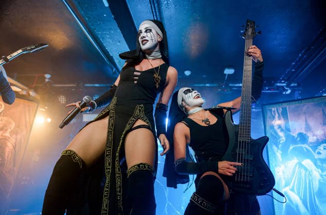 May 1, 2026, Manchester, United Kingdom: LILITH vocals and NIXE bass of Dogma, a female Rock band, performing at Club Academy, Manchester UK Manchester United Kingdom  - ZUMAp211 20260501_aap_p211_012 Copyright: xAndyxVonxPipx