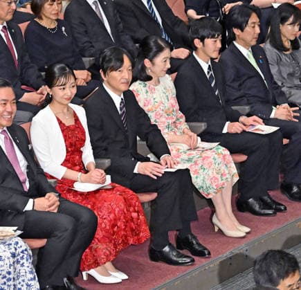 Crown Prince Fumihito s family attends Paraguay-related concert Japanese Crown Prince Fumihito (3rd from L), his wife Crown Princess Kiko (4th from L), their daughter Princess Kako (2nd from L) and their son Prince Hisahito (5th from L) attend a concert held at the Art Center of Tokyo in the Japanese capital on May 3, 2026, to mark the 90th anniversary of the first Japanese immigration to Paraguay. (Pool photo)  A14AA0005510794P