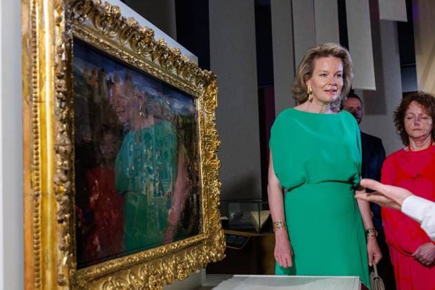 Queen Mathilde of Belgium pictured during a royal visit to the BRUSK arts center in Brugge, Monday 04 May 2026. BRUSK is set to open for the public on 8 May.  KURTxDESPLENTER 172826916