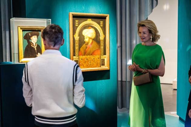 Queen Mathilde of Belgium pictured during a royal visit to the BRUSK arts center in Brugge, Monday 04 May 2026. BRUSK is set to open for the public on 8 May.  KURTxDESPLENTER 172826926