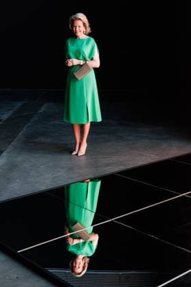 Queen Mathilde of Belgium pictured during a royal visit to the BRUSK arts center in Brugge, Monday 04 May 2026. BRUSK is set to open for the public on 8 May.  KURTxDESPLENTER 172826929