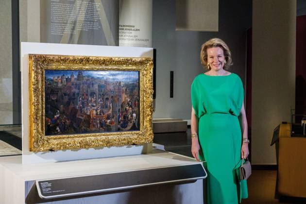 Queen Mathilde of Belgium pictured during a royal visit to the BRUSK arts center in Brugge, Monday 04 May 2026. BRUSK is set to open for the public on 8 May.  KURTxDESPLENTER 172826920