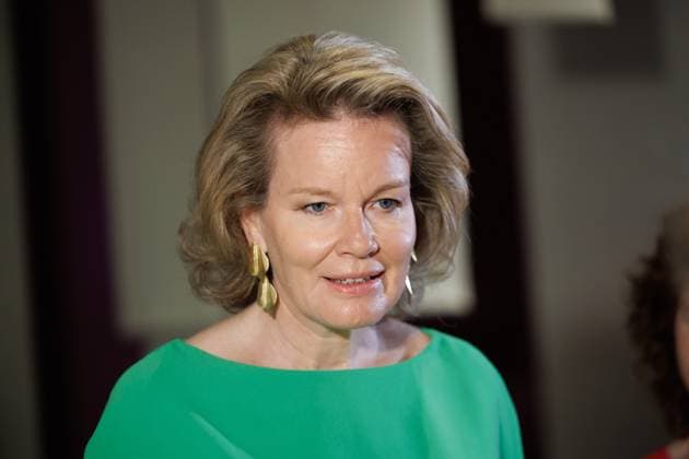 Queen Mathilde of Belgium pictured during a royal visit to the BRUSK arts center in Brugge, Monday 04 May 2026. BRUSK is set to open for the public on 8 May.  KURTxDESPLENTER 172827071