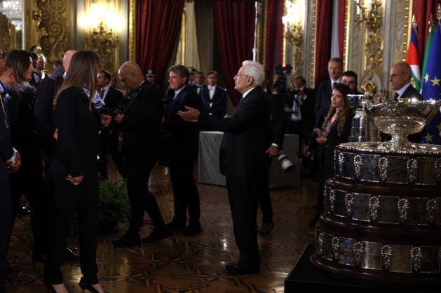 Rome - Italy, May 4, 2026: A special meeting at the Quirinale between the President of the Republic Sergio Mattarella and the Italian women s and men s national tennis teams, protagonists of an extraordinary feat: the victory of the 2025 Billie Jean King Cup and the 2025 Davis Cup. Talent, determination, and team spirit that have made the history of Italian sport.  Copyright: xmarcoxiacobuccix xipa-agency.netx xmarcoxiacobuccix IPA_Agency_IPA74428405