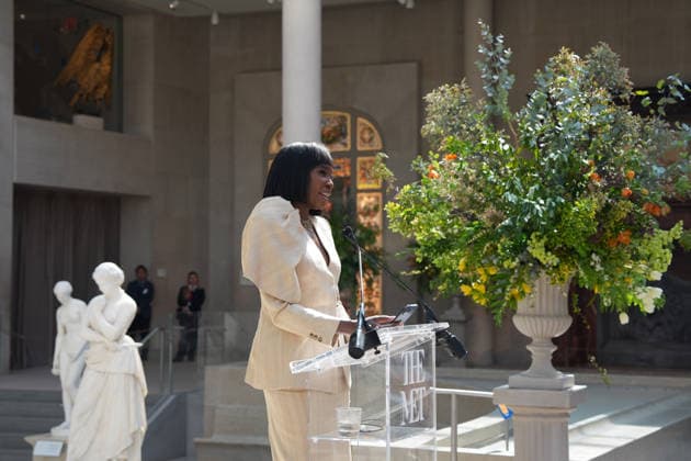 Tennis player Venus Williams speaks at the ‘Costume Art’ event at the Metropolitan Museum of Art (Met) in New York, USA, 04 May 2026. The Met presents ‘Costume Art,’ the Costume Institute s spring exhibition that explores the historical relationship between clothing and the human body by pairing garments with Western artworks from prehistory to the present, as part of the Met Gala. Met presents the exhibition Costume Art, exploring clothing and the human body !ACHTUNG: NUR REDAKTIONELLE NUTZUNG!  Copyright: xOctavioxGuzmánx AME9218 20260504-55020178550_1