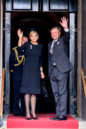 04-05-2026 Amsterdam Queen Maxima and King Willem-Alexander arriving for the wearth laying ceremony (Dodenherdenking) at the WWII memorial at the monument op de Dam in Amsterdam. Â  Copyright: xPPEx