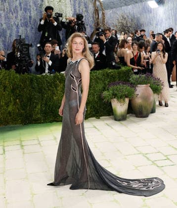 Gigi Hadid arrives on the red carpet for the 2026 Met Gala celebrating Costume Art at The Metropolitan Museum of Art on Monday, May 4, 2026 in New York City.  NYP20260504387 JOHNxANGELILLO