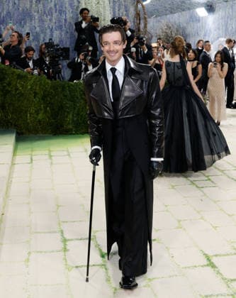 Patrick Schwarzenegger arrives on the red carpet for the 2026 Met Gala celebrating Costume Art at The Metropolitan Museum of Art on Monday, May 4, 2026 in New York City.  NYP20260504390 JOHNxANGELILLO