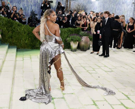 Serena Williams arrives on the red carpet for the 2026 Met Gala celebrating Costume Art at The Metropolitan Museum of Art on Monday, May 4, 2026 in New York City.  NYP20260504426 JOHNxANGELILLO