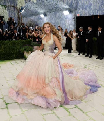 Blake Lively arrives on the red carpet for the 2026 Met Gala celebrating Costume Art at The Metropolitan Museum of Art on Monday, May 4, 2026 in New York City.  NYP2026050480 JOHNxANGELILLO