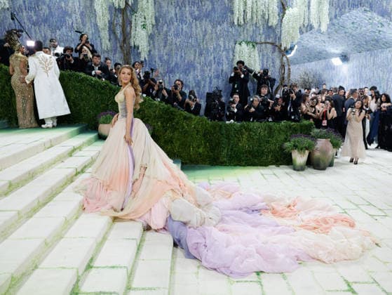 Blake Lively arrives on the red carpet for the 2026 Met Gala celebrating Costume Art at The Metropolitan Museum of Art on Monday, May 4, 2026 in New York City.  NYP2026050482 JOHNxANGELILLO